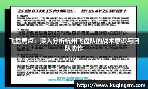 飞盘焦点：深入分析杭州飞盘队的战术意识与团队协作